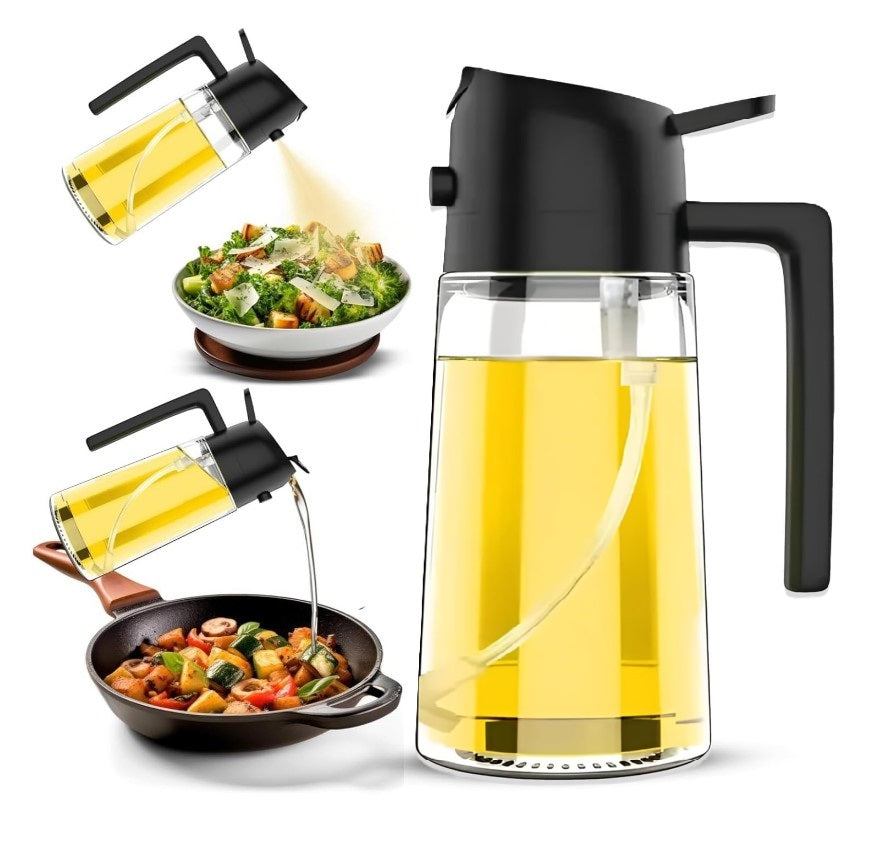 ROYAL PIK OIL SPRAYER AND DISPENSER 500ml 2 in 1 Glass Oil Sprayer and Dispenser Bottle, Food Grade Oil Sprayer Premium Nozzle,Oil Spray Bottle for Cooking Oil Dispenser for Kitchen (Multi Color)