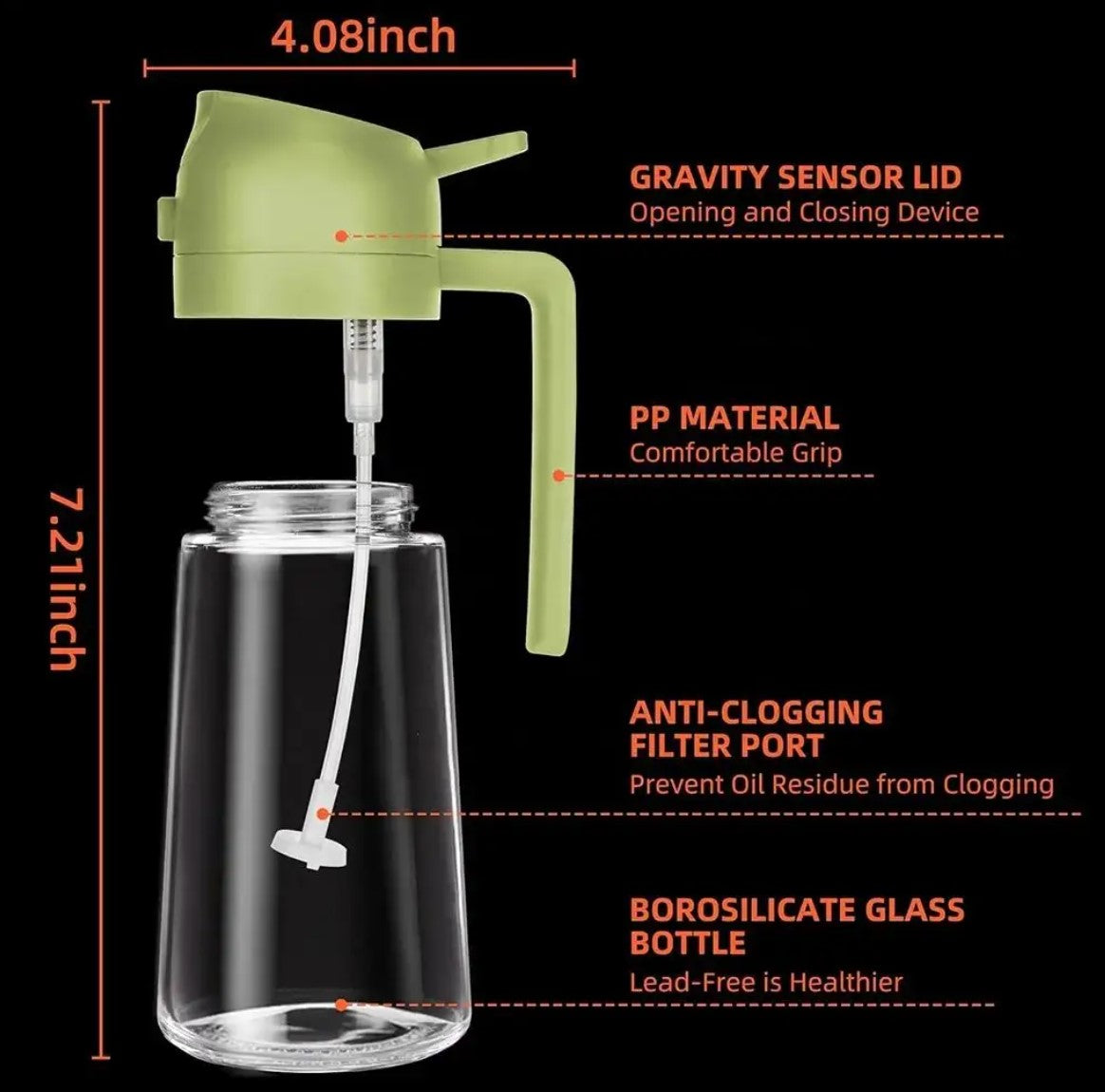 ROYAL PIK OIL SPRAYER AND DISPENSER 500ml 2 in 1 Glass Oil Sprayer and Dispenser Bottle, Food Grade Oil Sprayer Premium Nozzle,Oil Spray Bottle for Cooking Oil Dispenser for Kitchen (Multi Color)