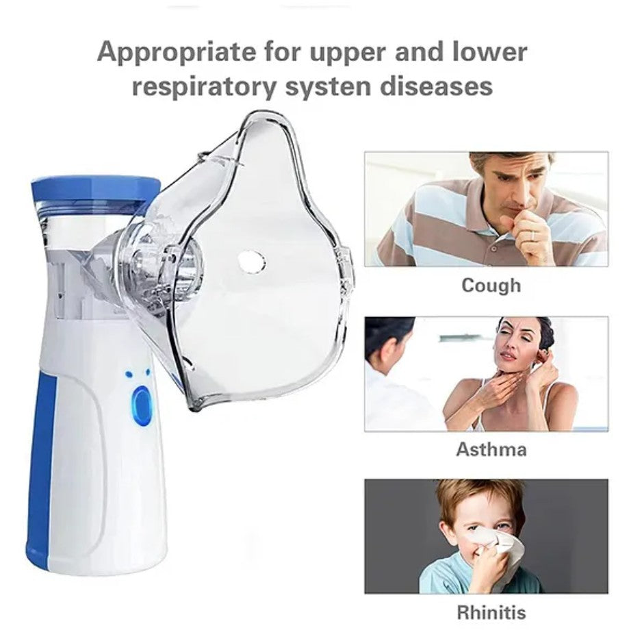 Portable Mesh Nebulizer – Mini Handheld Vaporizer & Ultrasonic Atomizer for Adults & Kids | Silent Mesh Inhaler for Breathing Relief | Battery & USB Powered, Travel-Friendly Steam Humidifier