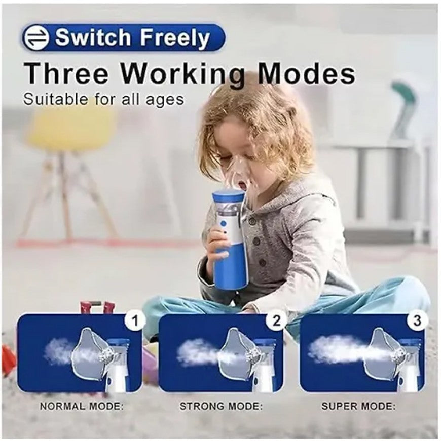 Portable Mesh Nebulizer – Mini Handheld Vaporizer & Ultrasonic Atomizer for Adults & Kids | Silent Mesh Inhaler for Breathing Relief | Battery & USB Powered, Travel-Friendly Steam Humidifier