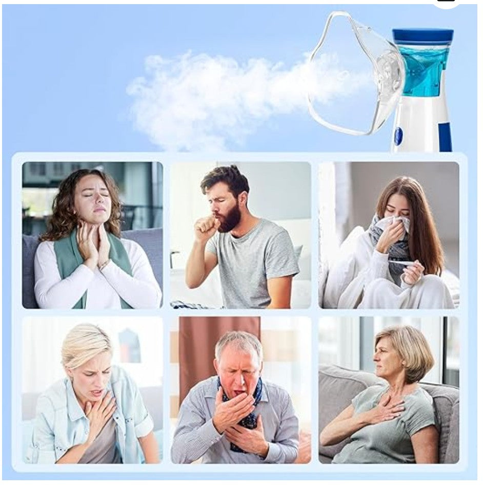 Portable Mesh Nebulizer – Mini Handheld Vaporizer & Ultrasonic Atomizer for Adults & Kids | Silent Mesh Inhaler for Breathing Relief | Battery & USB Powered, Travel-Friendly Steam Humidifier