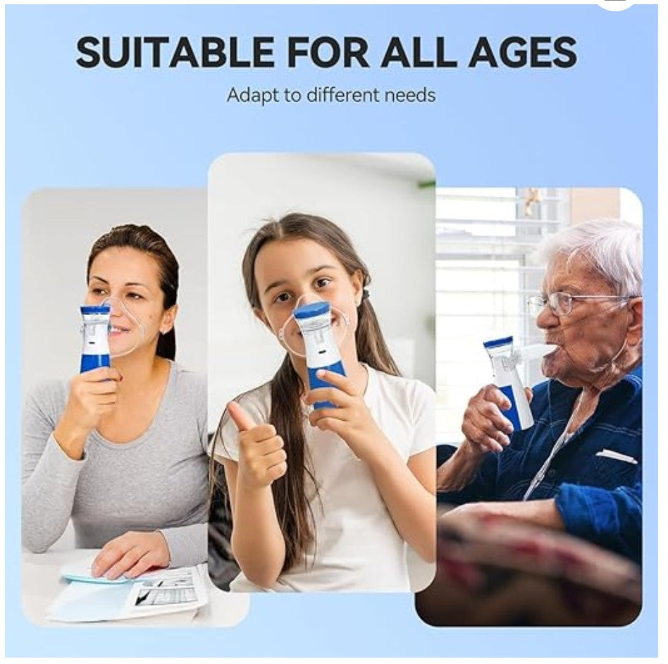 Portable Mesh Nebulizer – Mini Handheld Vaporizer & Ultrasonic Atomizer for Adults & Kids | Silent Mesh Inhaler for Breathing Relief | Battery & USB Powered, Travel-Friendly Steam Humidifier